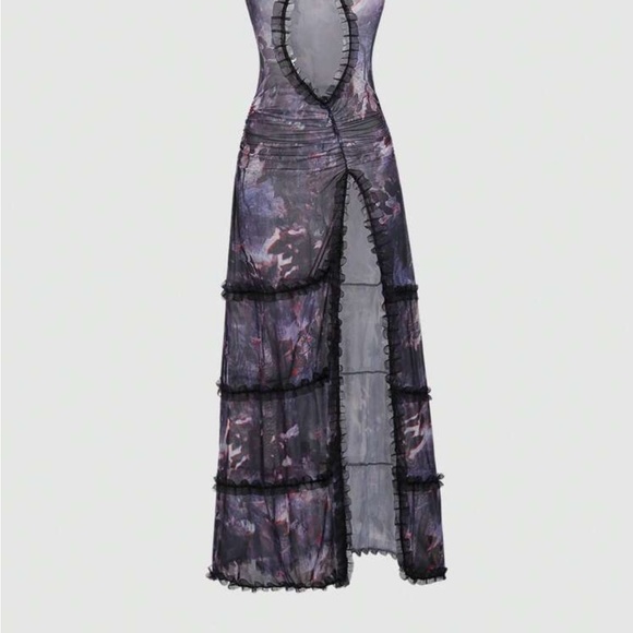 Sheer Black and Purple Maxi Dress S - Picture 1 of 5